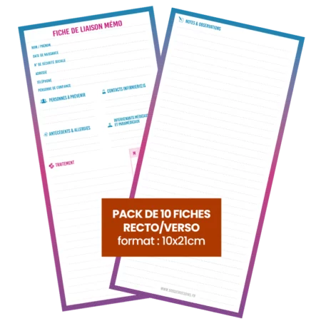 Pack de Fiches de Liaison infirmier - patient